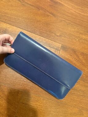 Navy blue Leather Clutch purse wallet